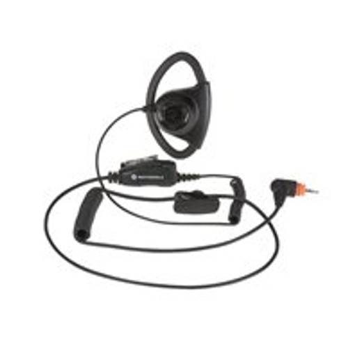 Adjustable D-Style Earpiece with In-Line Microphone - Black