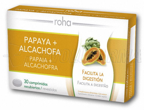 Roha alcachofa y papaya. 30 comprimidos recubiertos de 0,88 g.