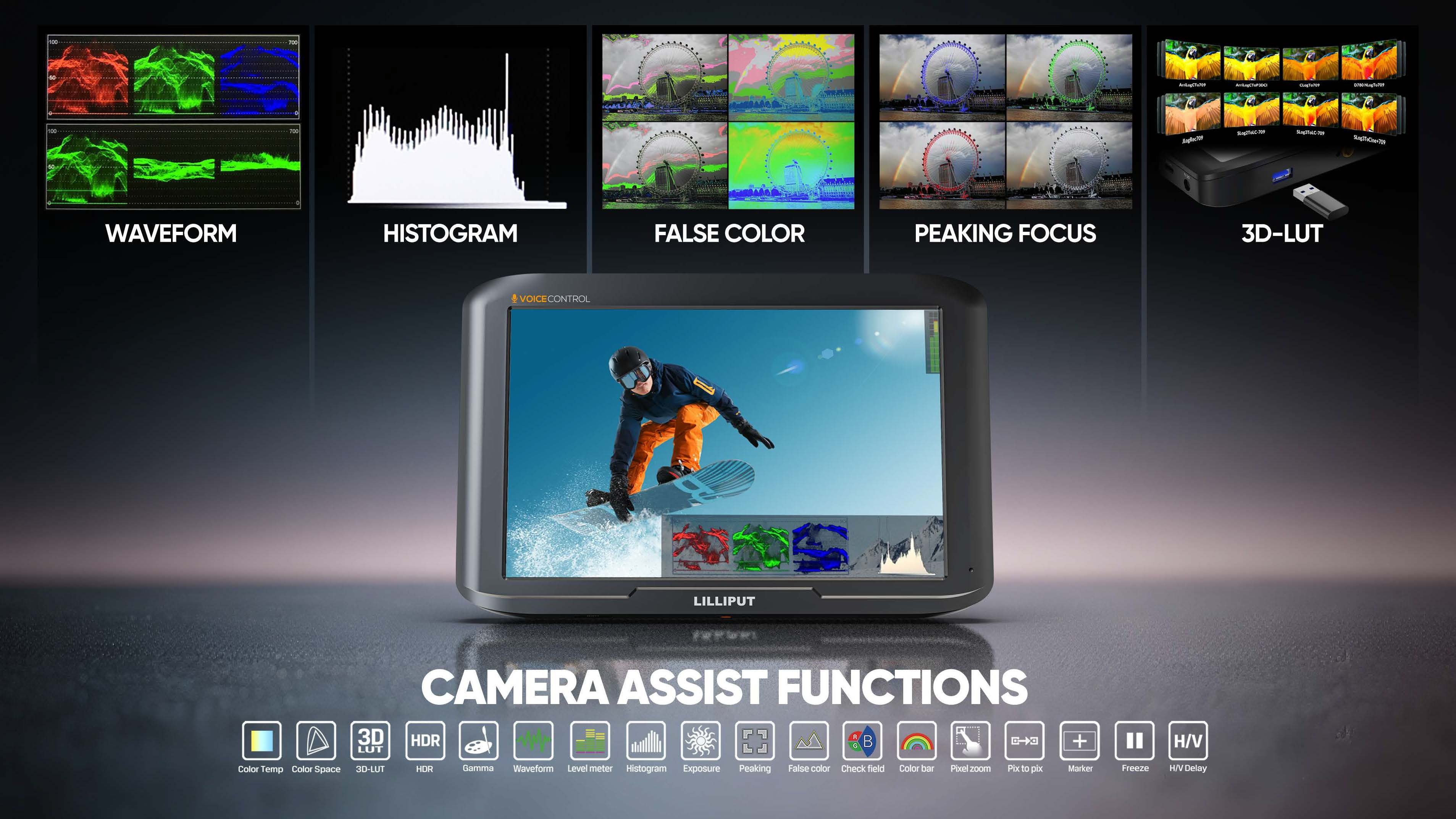 V7 7inch 4K HDMI Voice Control Camera Monitor
