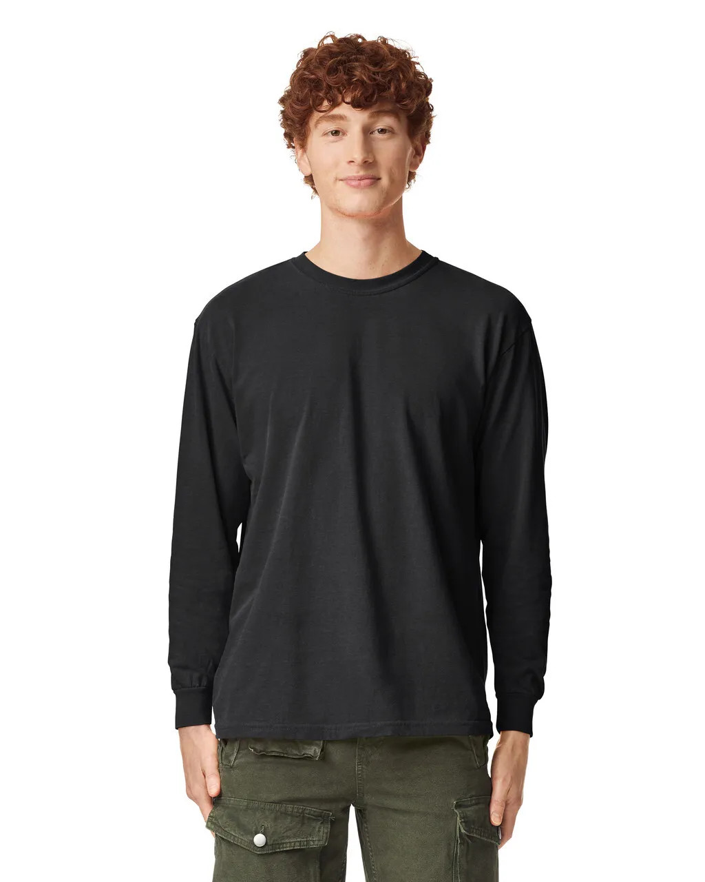 Comfort Colors Men's Long Sleeve T-Shirt - Style 6014, 100% Ring-Spun Cotton, Garment-Dyed, Khaki, X-Large