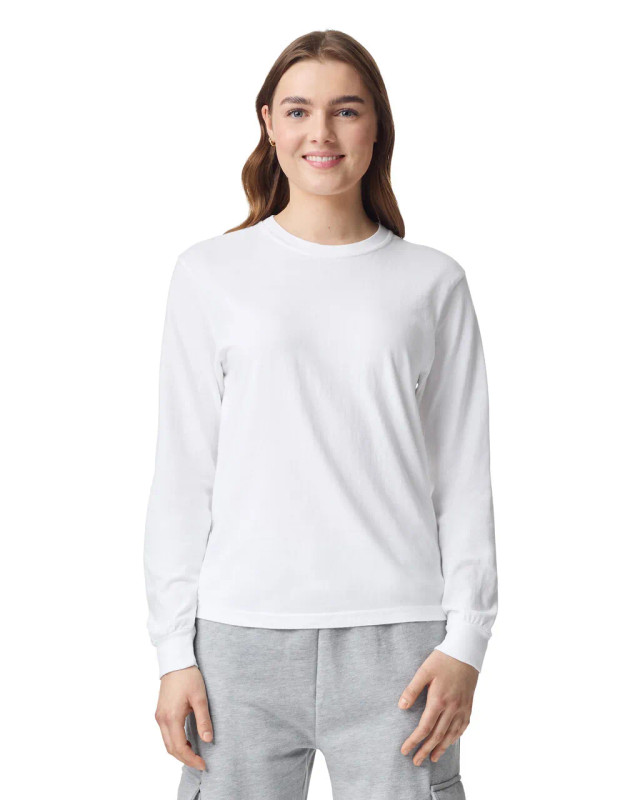 6014 Adult Heavyweight Long Sleeve Tee (White)