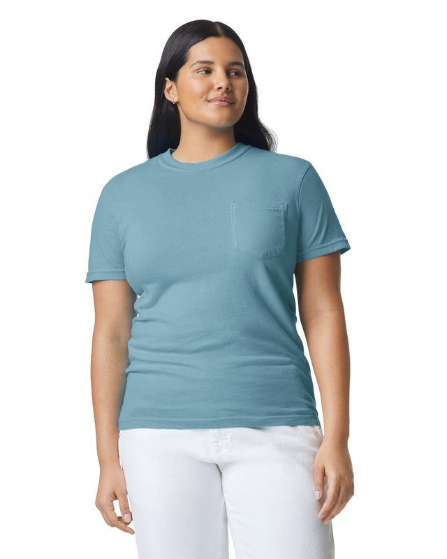 6030 Adult Heavyweight Pocket Tee (Ice Blue)