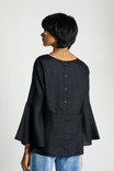 The Button Back Bell Sleeved Top in Black