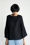 The Button Back Bell Sleeved Top in Black