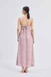 Pink Floral Maxi Dress with Tapered Straps in Pink