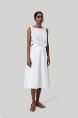 Overlap Midi Cotton Skirt in White Overlap Midi Cotton Skirt in White