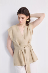 Power Moves Short Sleeve Top in Neutral Beige Power Moves Short Sleeve Top in Neutral Beige