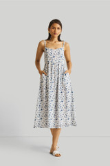 Floral Midi Blue Dress Floral Midi Blue Dress