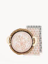 Round Bread Warmer & Basket Gift Set with Tea Towel