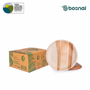 Large Palm Leaf Biodegradable Plates, 10 inch, Round, 25 Pcs