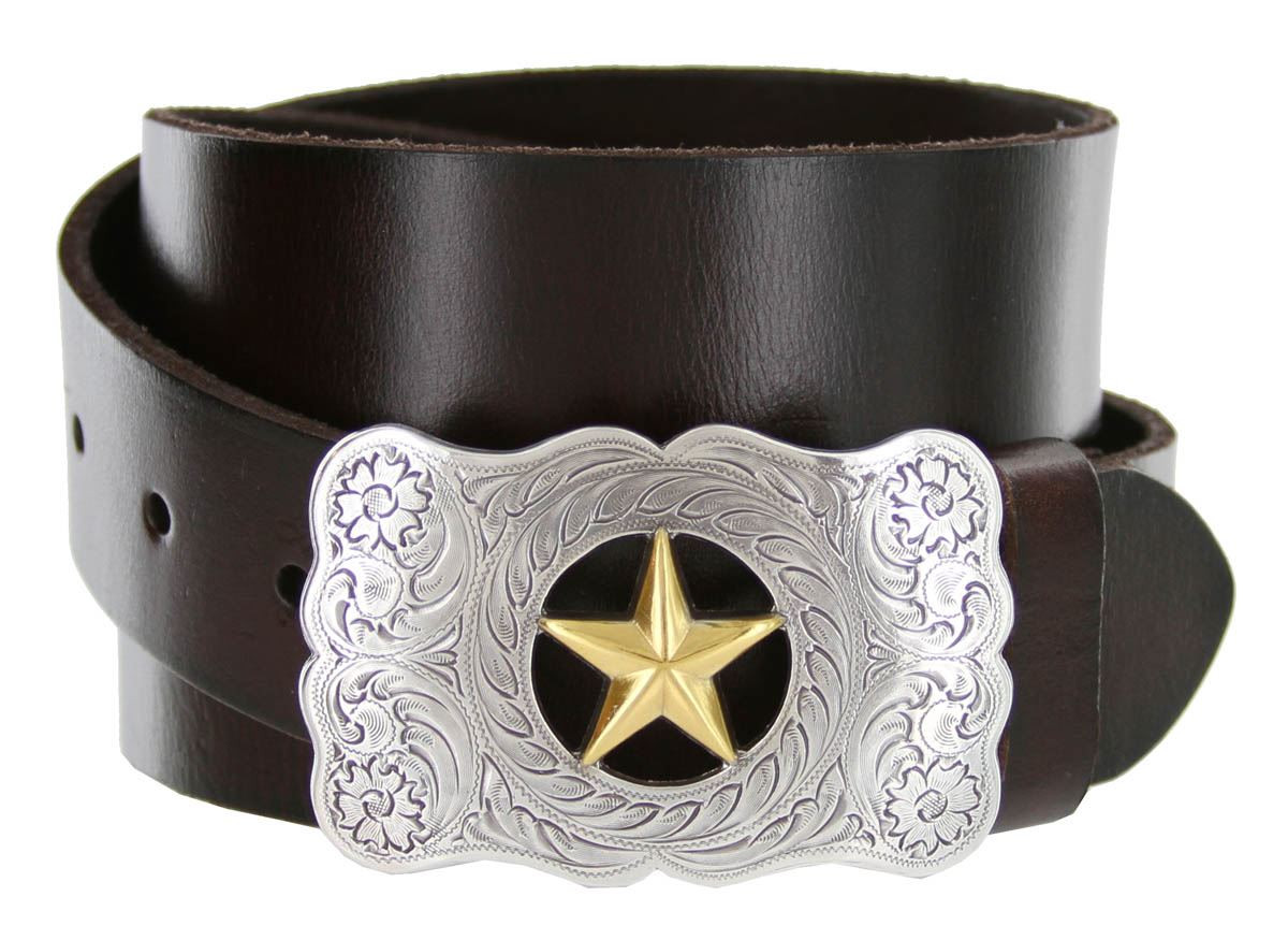 Western Texas Ranger Star Buckle Genuine Full Grain Leather Casual Western Texas Ranger Star Buckle Genuine Full Grain Leather Casual
