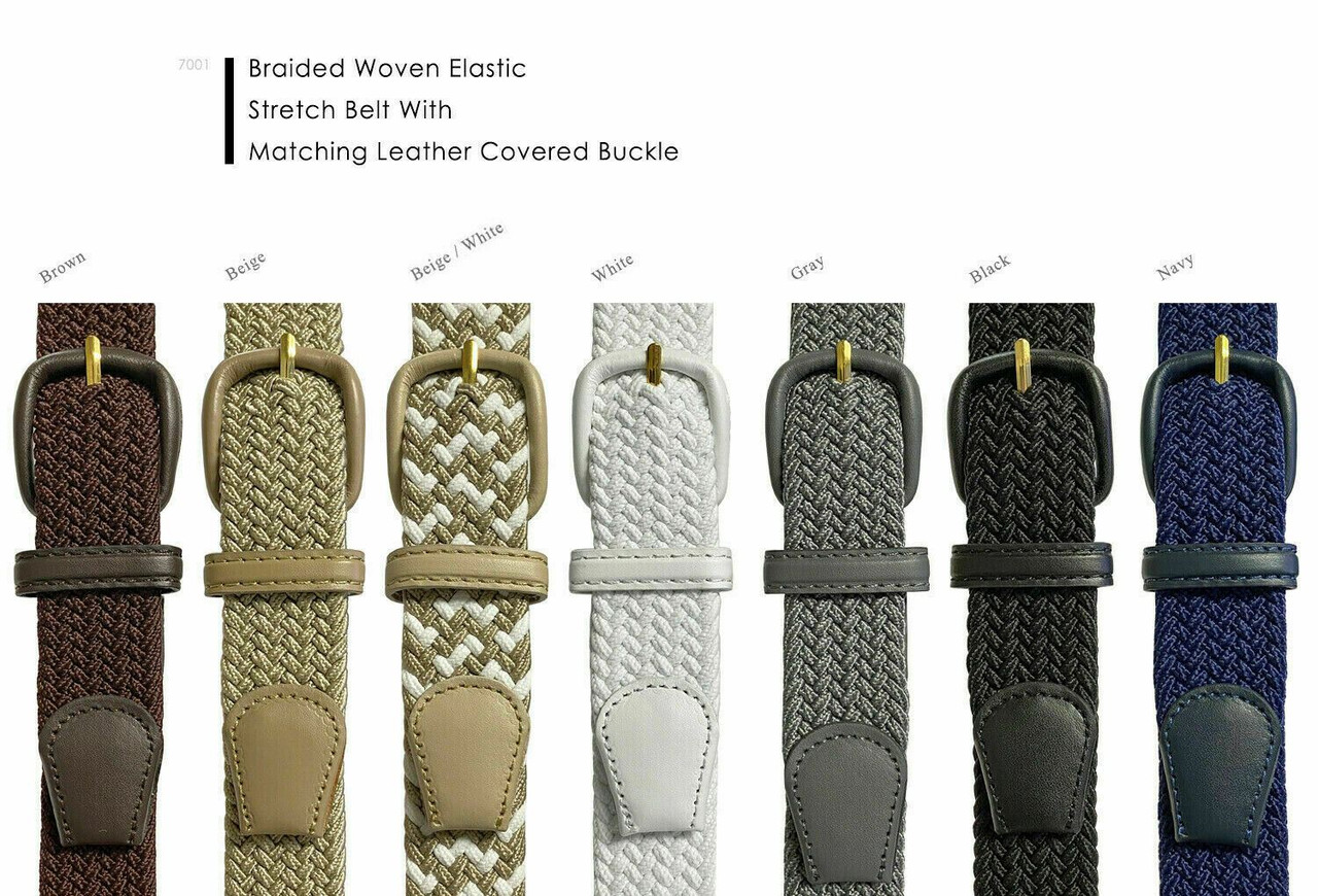 Men's Stretch Belt Braided Elastic Stretch Belt Casual Weave Canvas Fabric  Woven Belt 1-3/8 Wide (Beige, S) at  Men's Clothing store