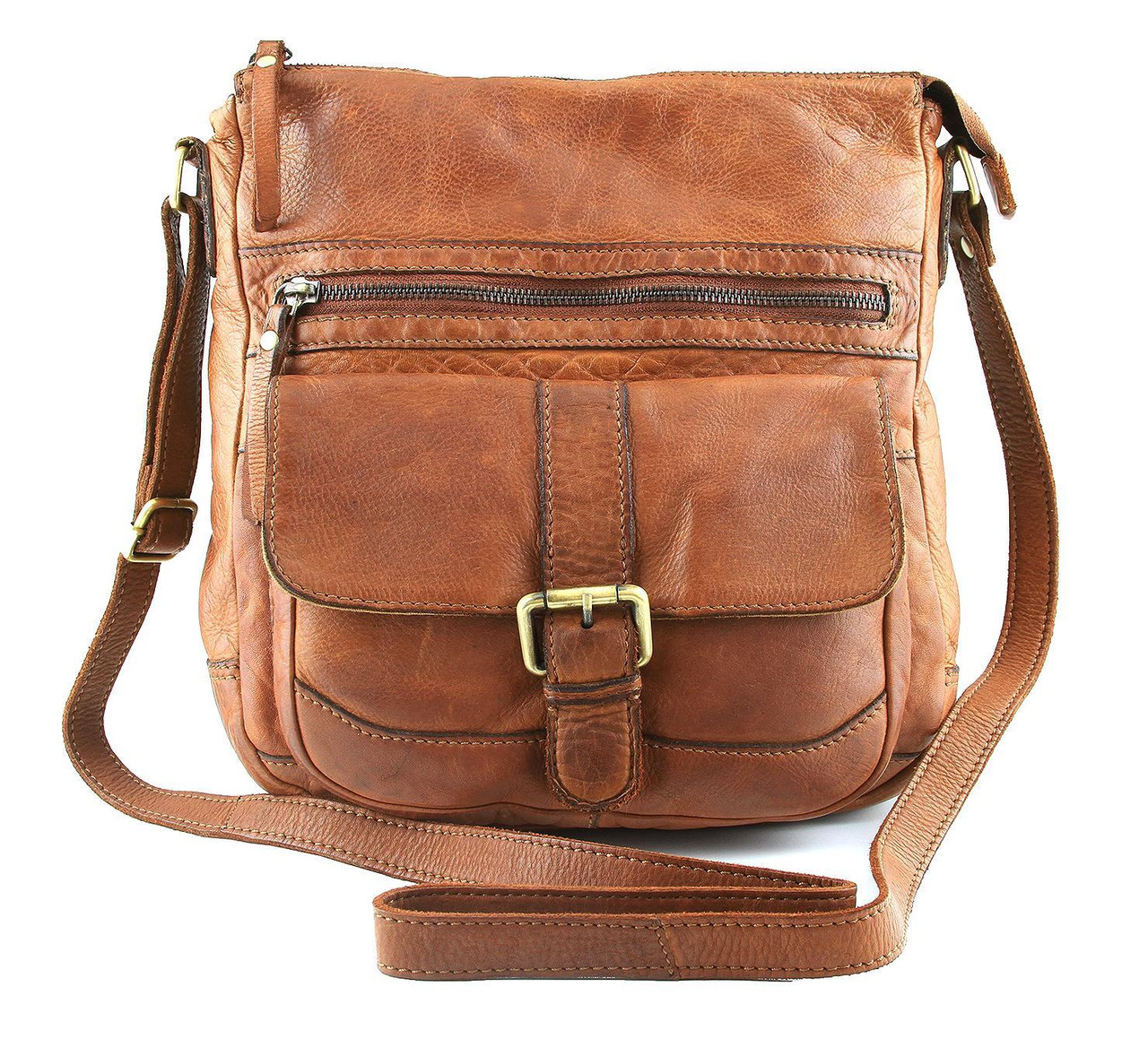 Men's Small Tan Leather Vintage Style Crossbody Bag – RevivalVintage