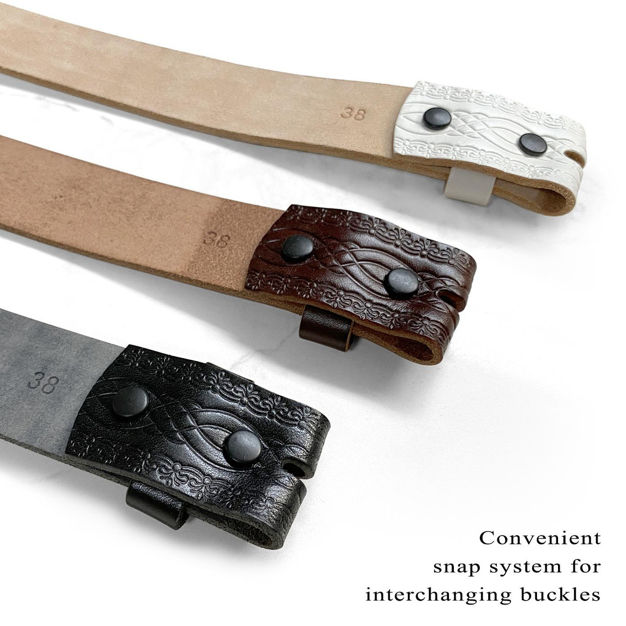 BS085-New Genuine Full Grain Engraved Embossed Leather Belt Strap