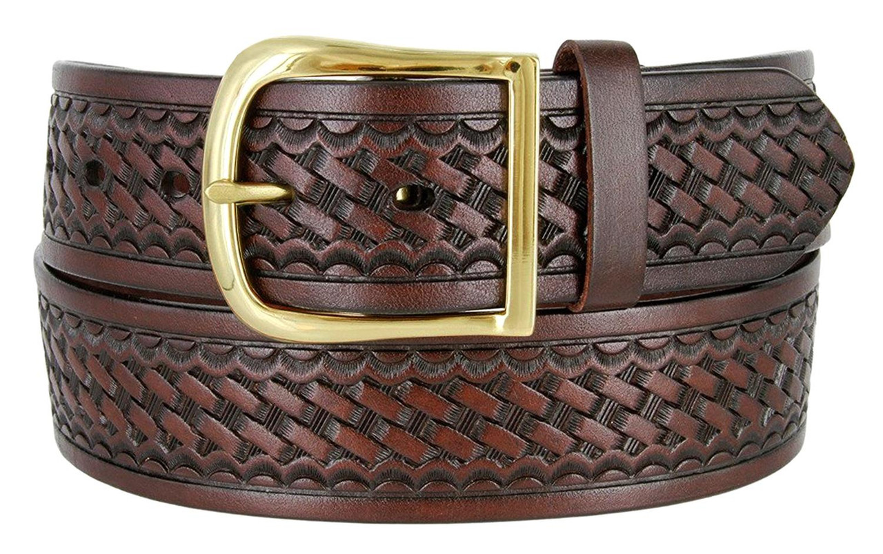 Uniform Work Belt Basketweave One Piece Full Grain Cowhide 
