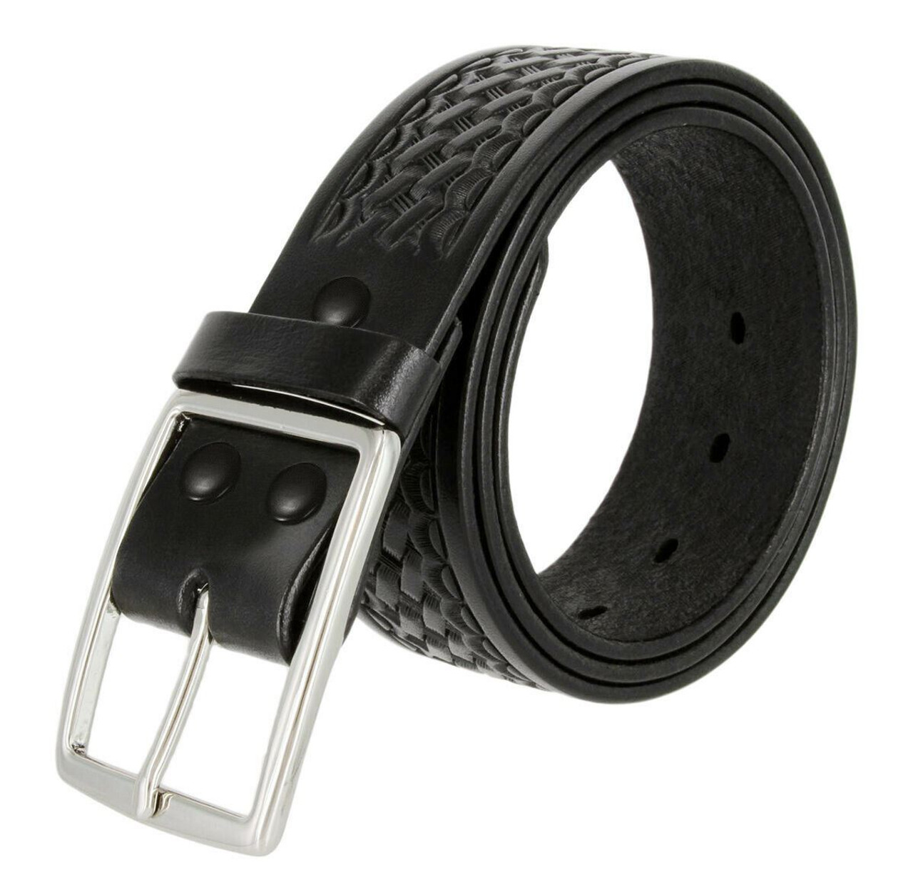 CL871-B Utility Uniform Work Belt Basketweave One Piece Full Grain Cowhide  Leather Belt 1-3/4(45mm) Wide 