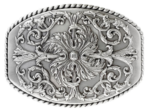 HA0016 LASRP Antique Silver Floral Engraved Ornate Western Design Belt Buckle Fits 1-1/2"(38mm) Belt