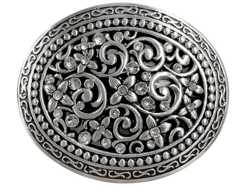 Antique Silver Engraved Rhinestone Crystal Belt Buckle Antique Silver Engraved Rhinestone Crystal Belt Buckle