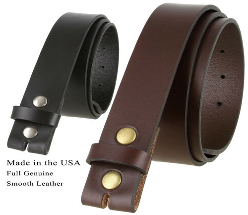 BS1050-32 Genuine Full Grain Leather Belt Strap with Snaps on 1-1/4"(32mm) Wide Made in U.S.A