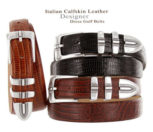 Kaymen Italian Calfskin Genuine Leather Designer Golf Dress Belt 1-1/8"(30mm) Wide