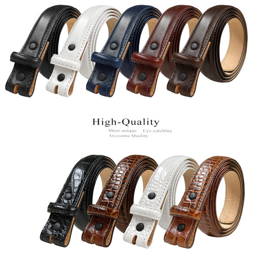 Italian Calfskin Genuine Leather Dress Belt Strap with Snaps 1"(25mm) Wide Italian Calfskin Genuine Leather Dress Belt Strap with Snaps 1"(25mm) Wide