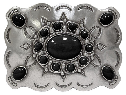 Black Bead Belt Buckle Antique Silver Engraved Buckle Fits 1-1/2"(38mm) Belt