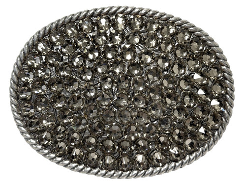 Western Antique Silver Engraved Swarovski Rhinestone Crystal Belt Buckle Fits 1-1/2"(38mm) Wide Belt (Black Diamond)