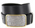 Western Floral Engraved Gold Edge Buckle Genuine Full Grain Leather Casual Jean Belt 1-1/2"(38mm) Wide