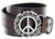 Antique Peace Sign Engraved Buckle Genuine Full Grain Leather Casual Jean Belt 1-1/2"(38mm) Wide