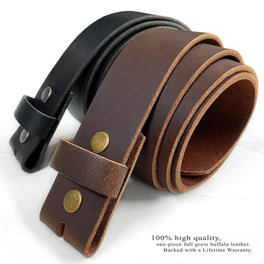 BS040 Replacement Belt Genuine Full Grain Leather Belt Strap with Snaps on  1-1/2(38mm) wide 