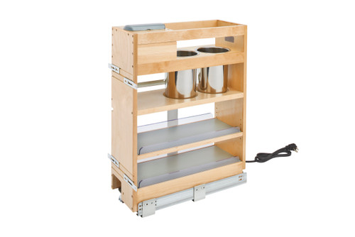 Wood Vanity Cabinet Outlet Pullout Grooming Organizer w/ Soft-Close