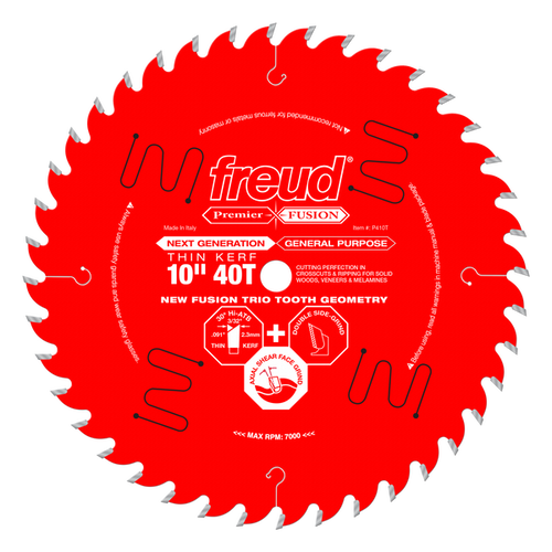 Freud® 10" Thin Kerf Next Generation Premier Fusion General Purpose Blade