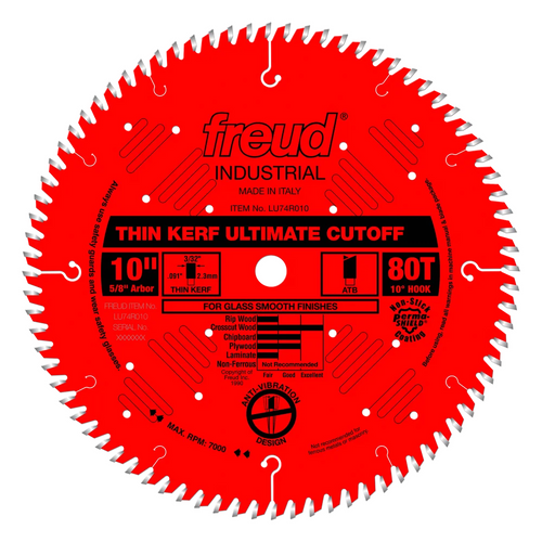 Freud® 10" Thin Kerf Ultimate High Production Cut-Off Saw Blade -80 Teeth