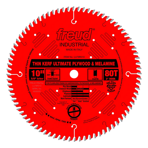 Freud® 10" Thin Kerf Ultimate Plywood & Melamine Blade - 80 Teeth