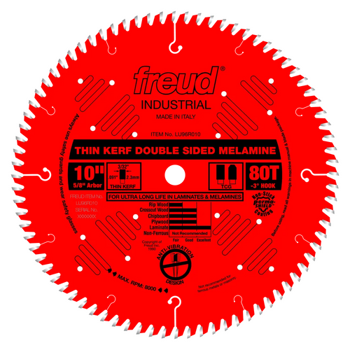 Freud® 10" Thin Kerf Double Sided Laminate/Melamine - 80 Teeth