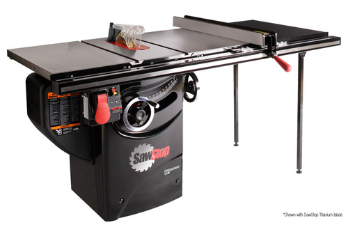 Professional 1.75HP Cabinet Saw with 36” Professional T-Glide Rip Fence, Rails & Extension Table