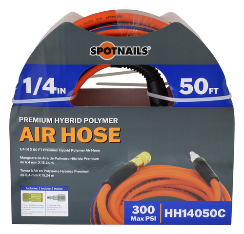 SPOTNAILS 1/4" x 50 Ft Hybrid Polymer Hose w/ Coupler and Plug