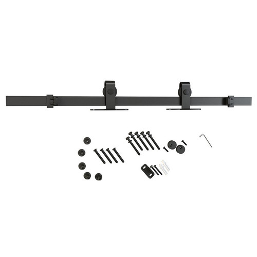 Flat Rail Mini-Barn Door Hardware – Top Mount - Matte Black