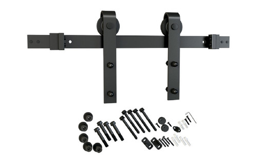 Flat Rail Barn Door Hardware – Surface Mount - Matte Black