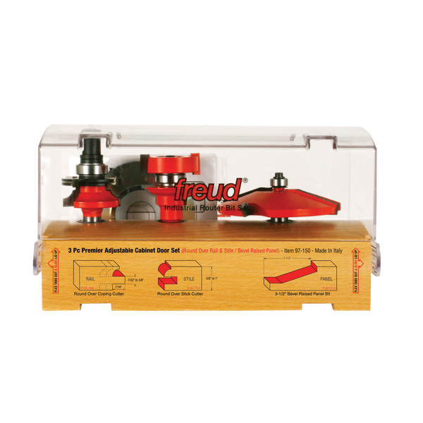 3-PIECE PREMIER ADJUSTABLE CABINET BIT SETS