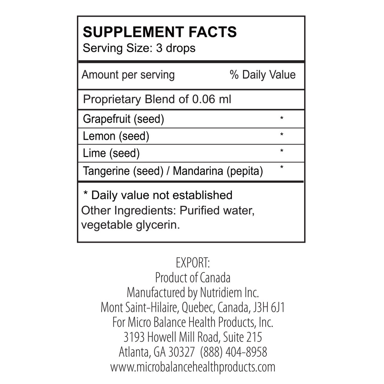 Total Body Protect and Recover System - CitriDrops Dietary Supplement - Ingredients