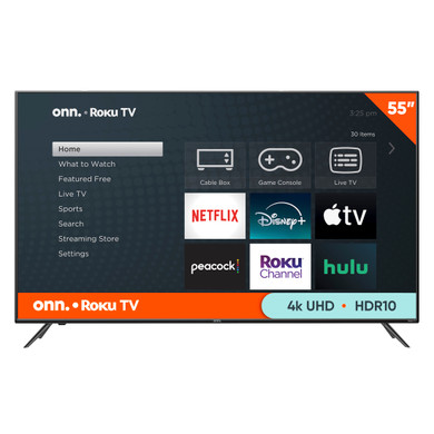 ONN 55in 4K 2160p UHD LED TV Roku 10012586 Very Good