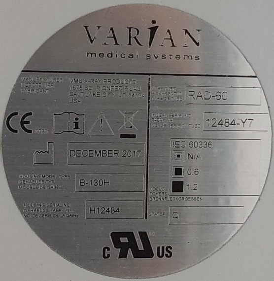 Varian B130h X-Ray Tube Assembly
