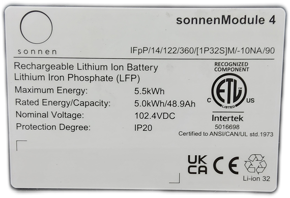 Sonnen Module 4 Lithium Iron Phosphate 10kWh Solar Battery