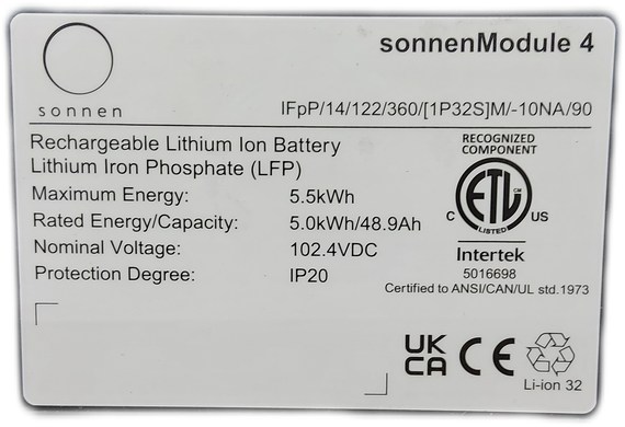 Sonnen Module 4 Lithium Iron Phosphate 10kWh Solar Battery