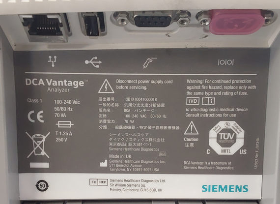 Siemens DCA Vantage Blood Analyzer