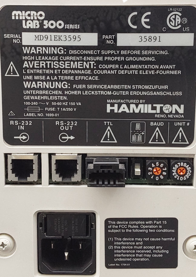 Hamilton Microlab 500 Series Dual Syringe Diluter & Dispenser 35891 /2373-01