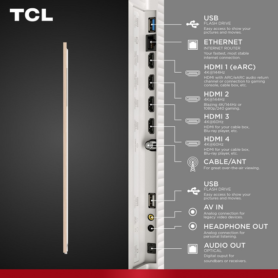 TCL NXTVISION 55" Class 4K 2160p 120Hz QLED Google Smart TV 55A303W 