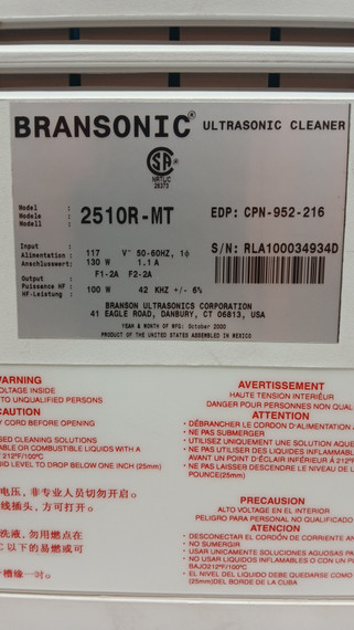Branson 2510R-MT Ultrasonic Cleaner Lab Equipment