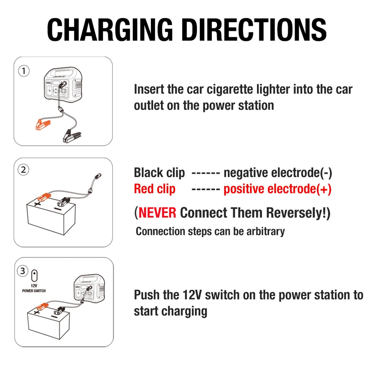 Jackery Power Cable 12-Volt Automotive Lead-acid Battery Charging